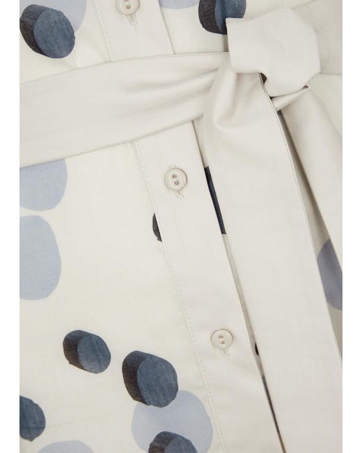 Max Mara Gray Vigile Printed Cotton Midi Shirt Dress