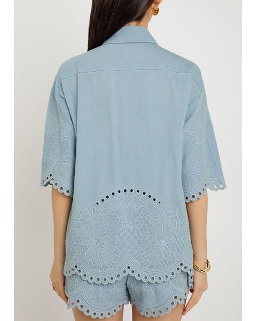 Zimmermann Blue Daylight Embroidered Shirt