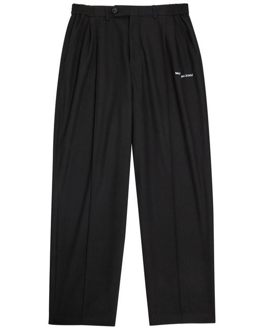 MKI Miyuki-Zoku Black Logo Embroidered Straight-Leg Woven Trousers for men