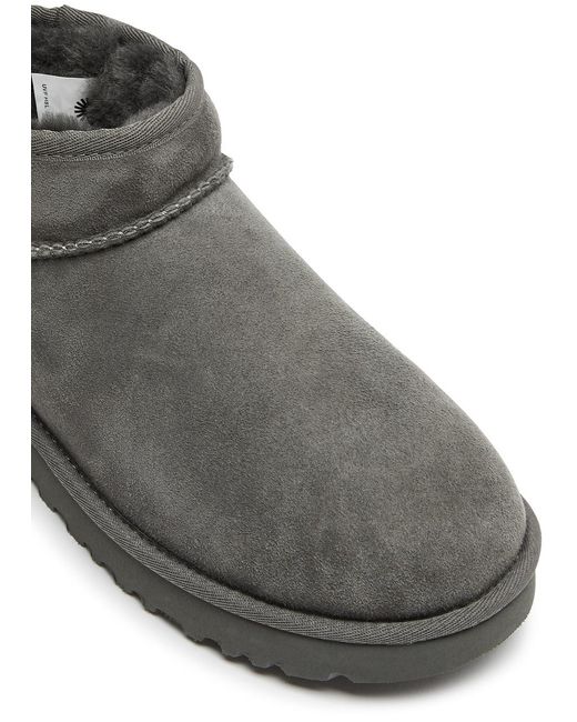 Ugg Gray Classic Ultra Mini Suede Ankle Boots