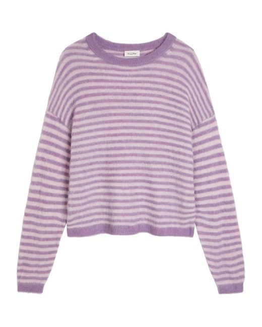 American Vintage Purple Nenybay Striped Brushed-Knit Jumper