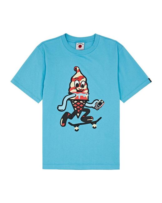 ICECREAM Blue Skate Cone Printed Cotton T-Shirt for men