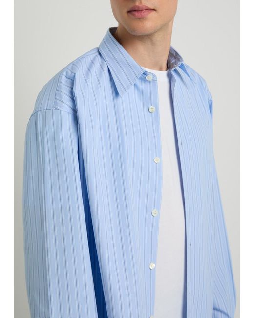 Dries Van Noten Blue Croom Pinstriped Cotton-Poplin Shirt for men