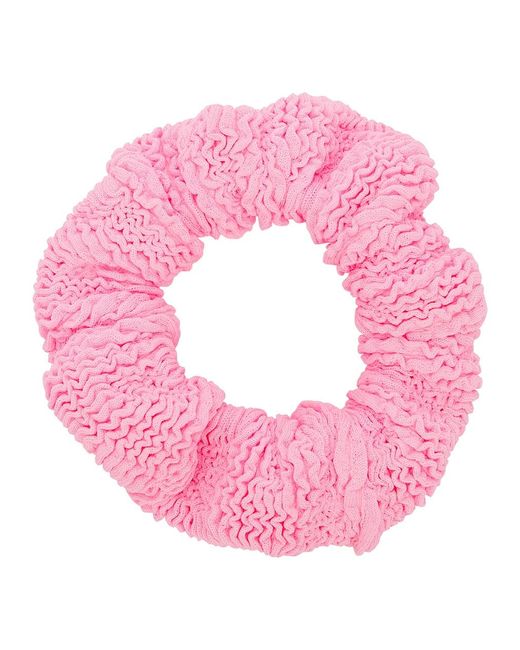 Hunza G Pink Seersucker Scrunchie