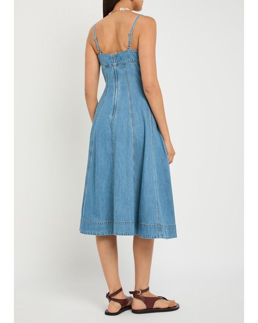 PAIGE Blue Pippa Panelled Denim Midi Dress