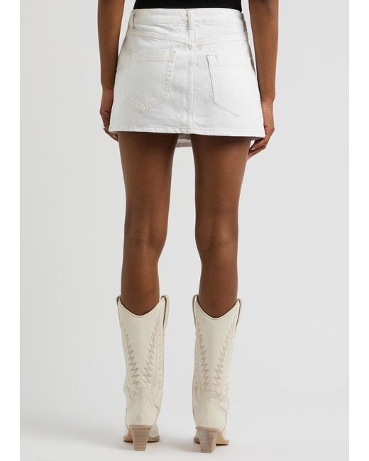 Free People White Wynne Wrap-Effect Denim Mini Skirt
