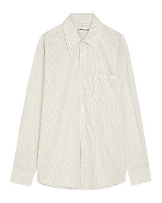 Our Legacy White Above Pinstriped Cotton-Blend Shirt for men