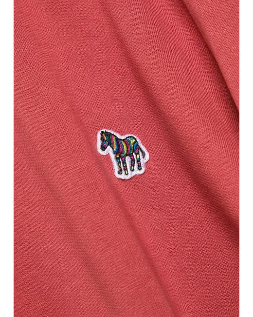 Paul Smith Red Appliquéd Hooded Cotton Sweatshirt for men
