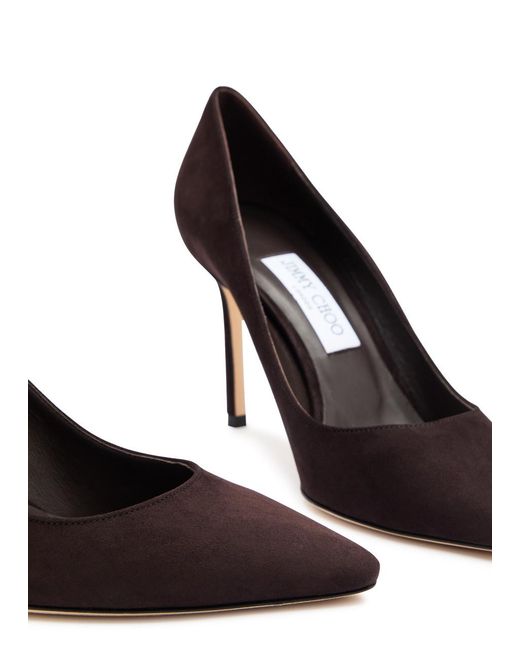 Jimmy Choo Brown Pointed Suede Mid-Heel Pumps