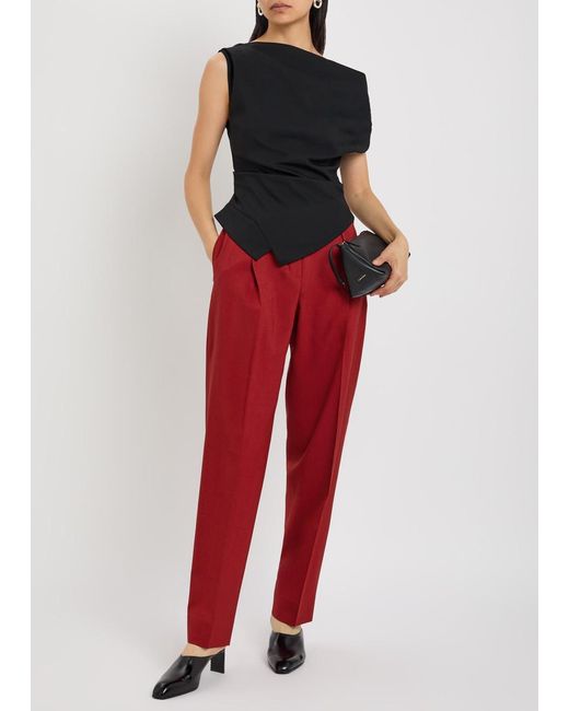 Rohe Red Daria Pleated Wool Trousers