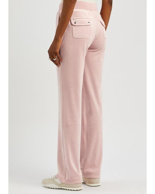 Juicy Couture Pink Del Ray Logo Velour Sweatpants