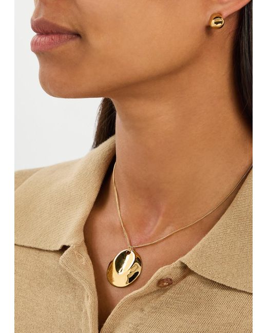 Nina Gordon Metallic Dented Medallion 14Kt Vermeil Necklace