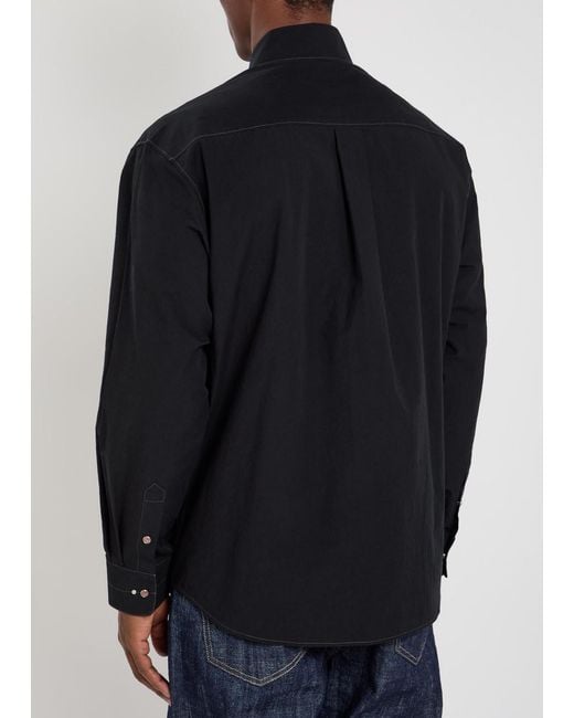Lemaire Blue Stud-Embellished Cotton-Poplin Shirt for men