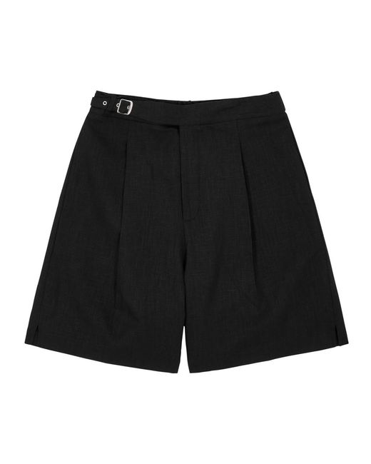 Gusari Black Côte D'Azur Linen Shorts for men