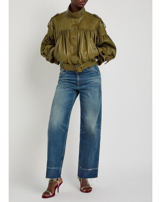 Chloé Green Cropped Leather Jacket