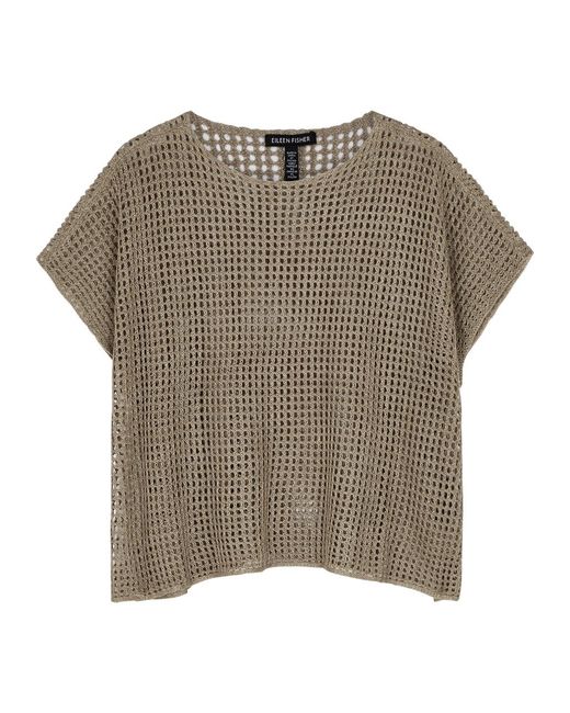 Eileen Fisher Natural Open-knit Linen Top