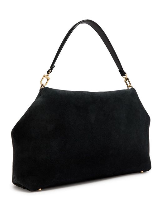 Totême Black T-Lock Suede Top Handle Bag