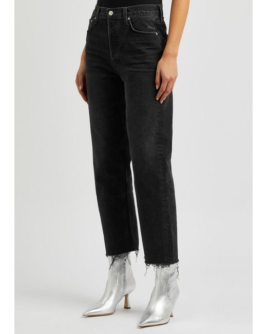 Citizens of Humanity Black Florence Cropped Straight-leg Jeans