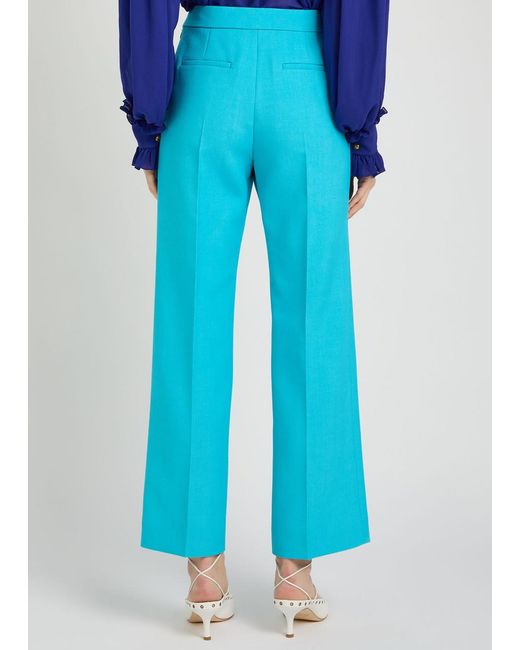 Chloé Blue Straight-Leg Wool Trousers