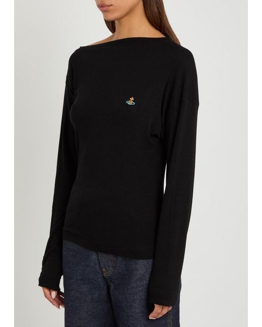 Vivienne Westwood Black Hebo Asymmetric Long-Sleeve Knit Top