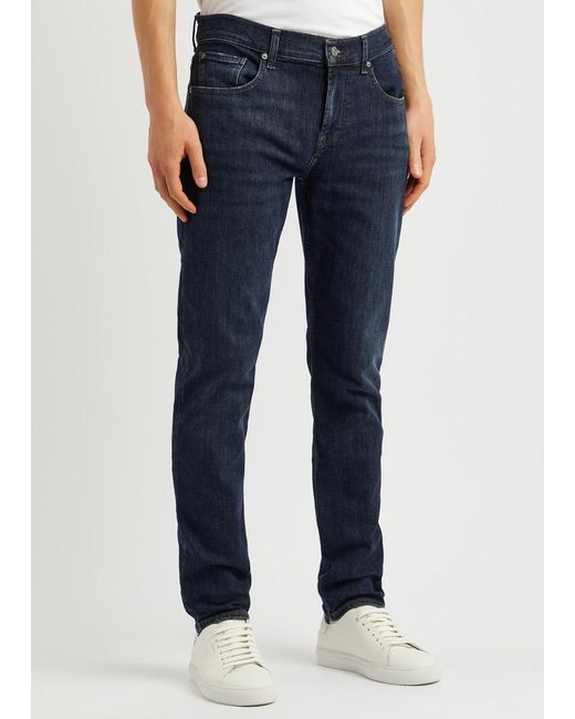 7 For All Mankind Blue Slimmy Tapered Earthkind Jeans for men
