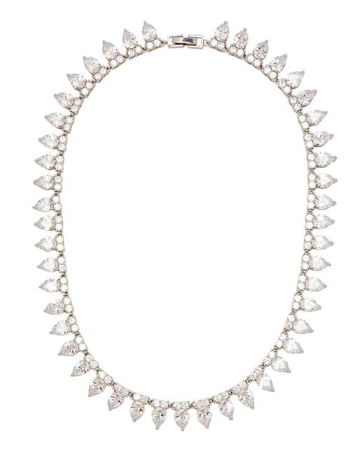 Fallon White Monarch Heart Rivière Embellished Necklace
