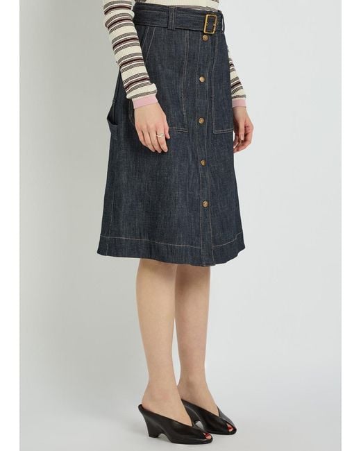 Moncler Black Belted Stretch- Midi Skirt