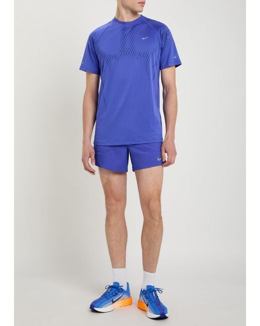 Nike Blue Dri-Fit Adv Perforated Jersey Running T-Shirt for men