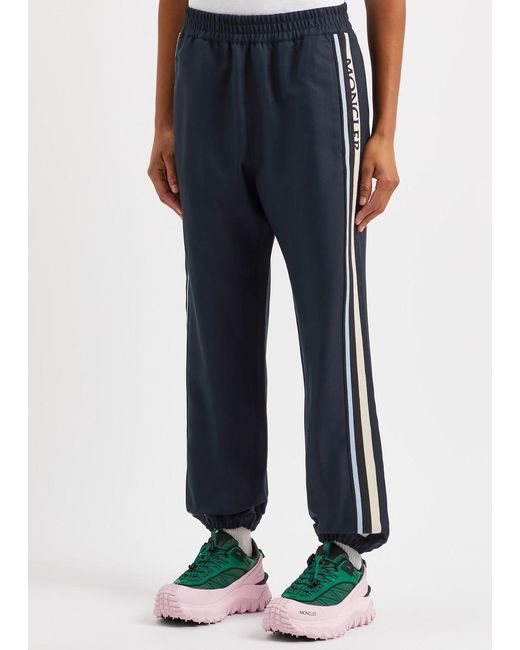 Moncler Blue Logo Striped Jersey Sweatpants