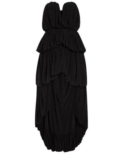 Ronny Kobo Black Aly Gathered Tissue Jersey Mini Dress