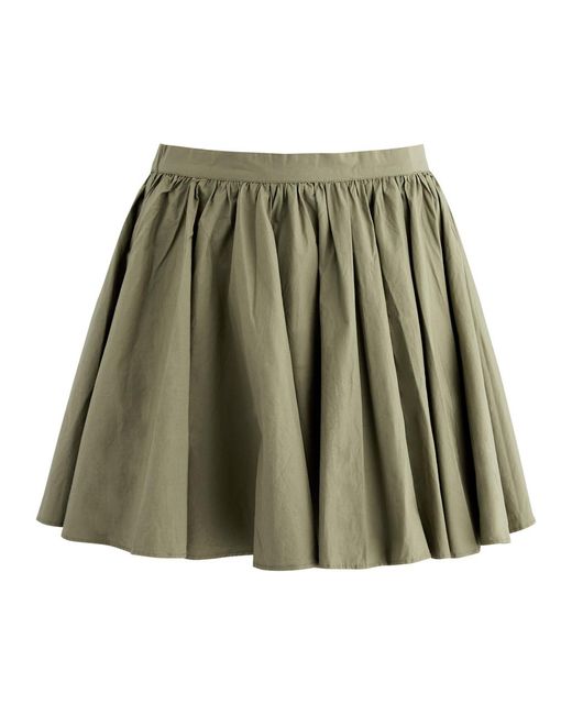 Free People Green Gaia Pleated Cotton Mini Skirt