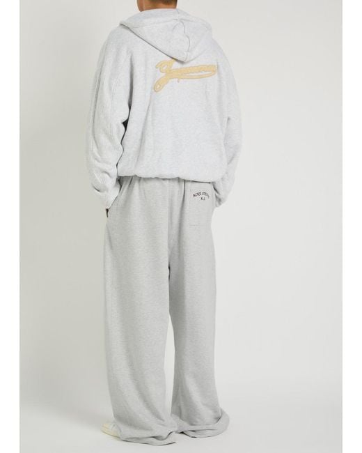 Acne White Logo-Embroidered Cotton-Blend Sweatpants for men