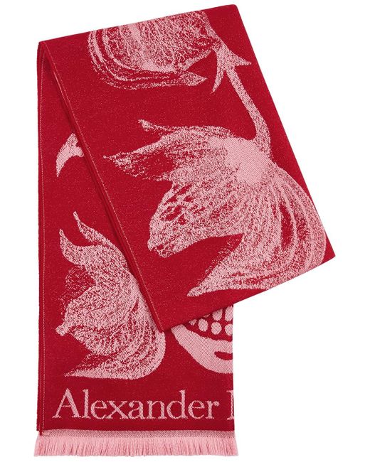 Skull Intarsia Wool Reversible Scarf