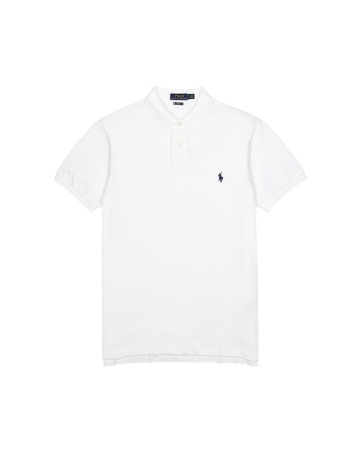 Polo Ralph Lauren White Slim Piqué-Cotton Polo Shirt for men