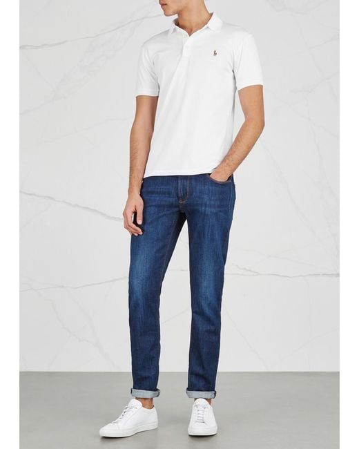 Polo Ralph Lauren White Slim Pima Cotton Polo Shirt, Shirt, Split Side for men