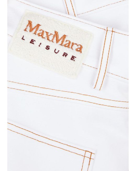 Max Mara White Foster Cropped Stretch-Cotton Trousers