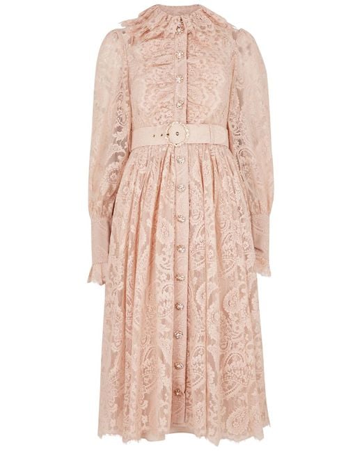 Zimmermann Kaleidoscope Blush Lace Midi Dress in Pink Lyst