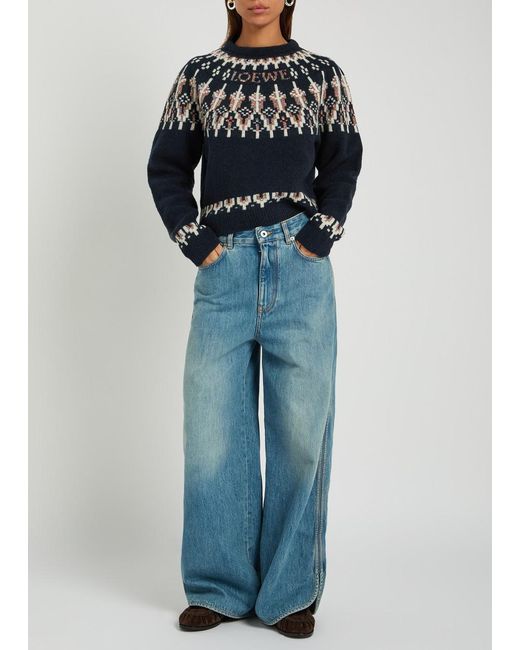 Loewe Blue Patterned Wool-Blend Jumper