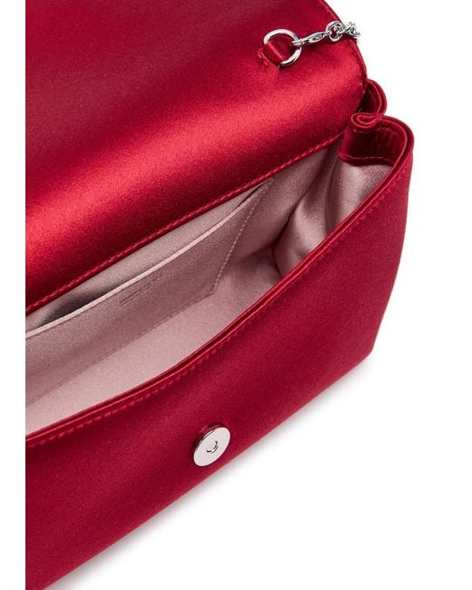 Jimmy Choo Red Soft Bow Mini Satin Clutch