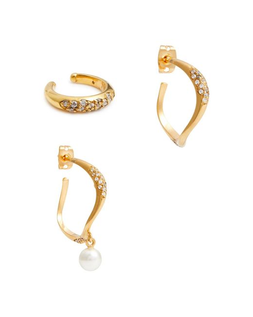 Joanna Laura Constantine White Embellished 18kt -plated Earrings