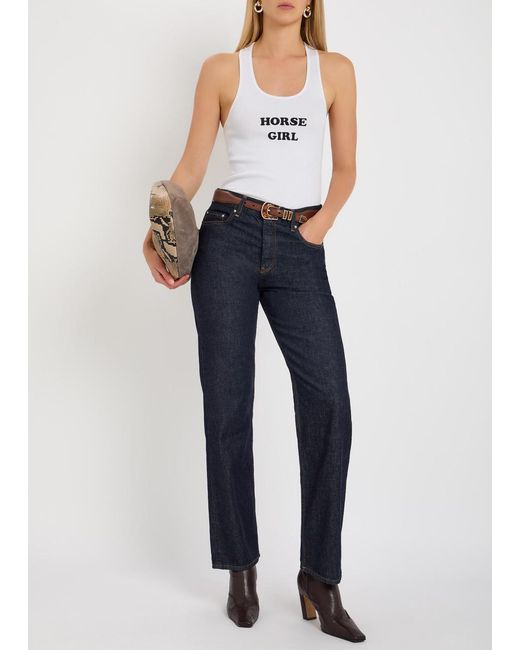 Stella McCartney White Horse Girl Ribbed Stretch-Cotton Tank