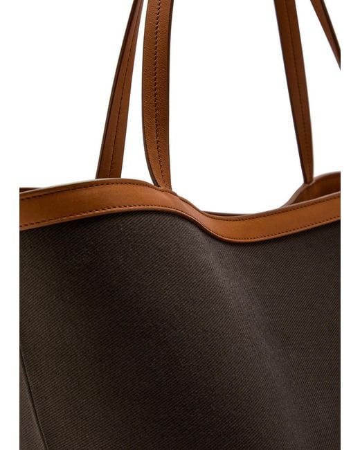 The Row Brown Park Three Leather-Trimmed Canvas Tote