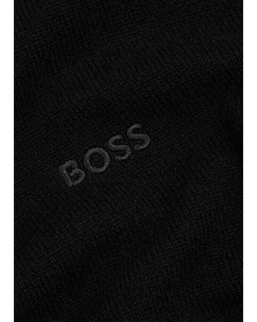 Boss Black Half-Zip Wool Jumper for men