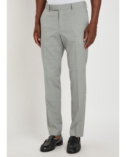 Boss Gray Houndstooth Stretch-Wool Suit for men
