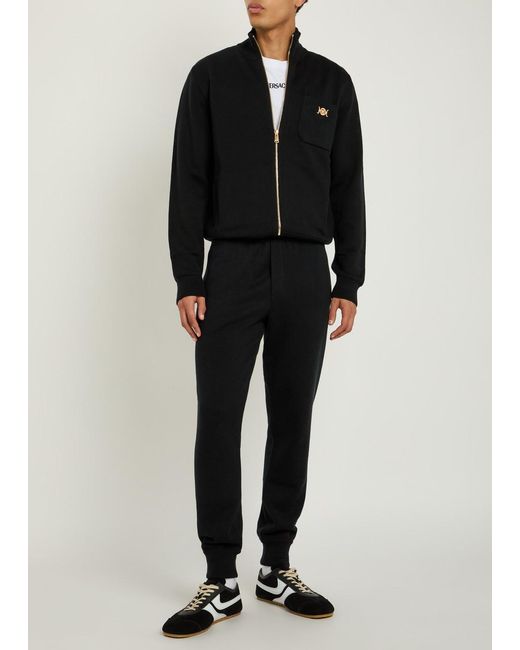 Versace Black Zip-Through Cotton And Cashmere-Blend Jumper for men