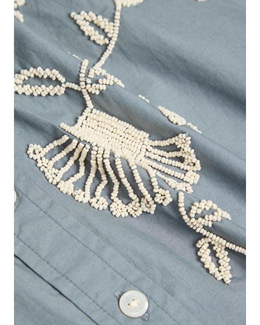 Veronica Beard Blue Andres Embellished Cotton Shirt