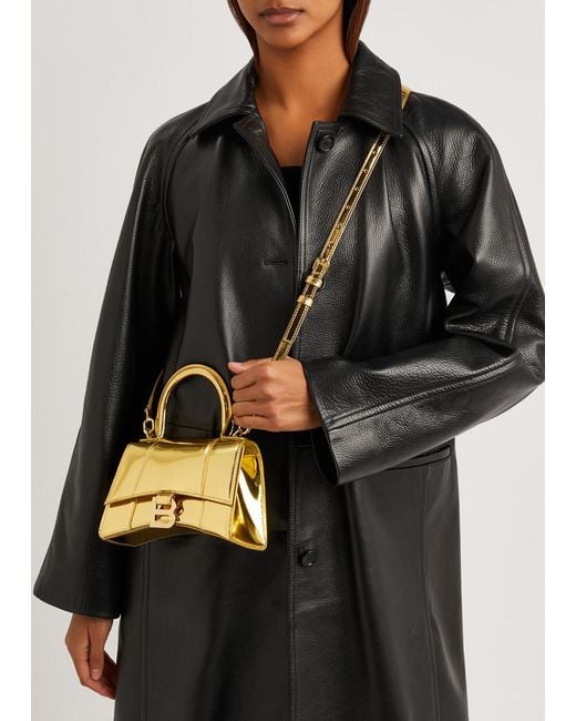 Balenciaga Hourglass Xs Metallic Leather Top Handle Bag