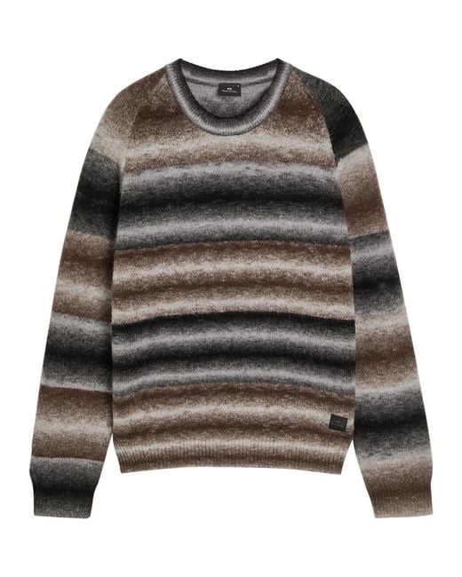 Paul Smith Gray Striped Merino Wool-Blend Jumper for men
