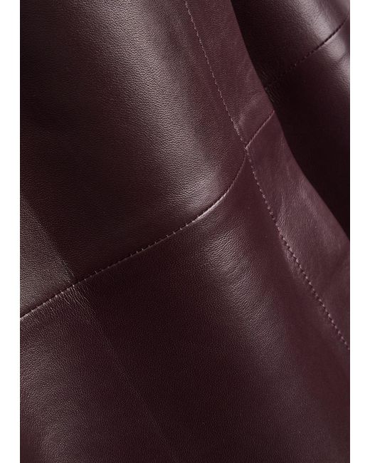 Joseph Brown Panelled Wrap-Effect Leather Midi Skirt