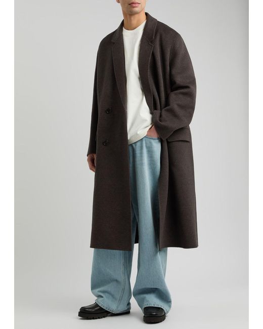Acne Black Herringbone-Weave Wool-Blend Coat for men